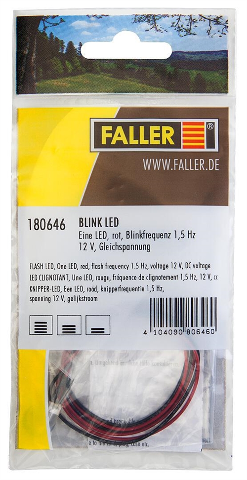 Faller 180646 Flashing LED, red, Flashing frequency 1.5 Hz, 12 V DC